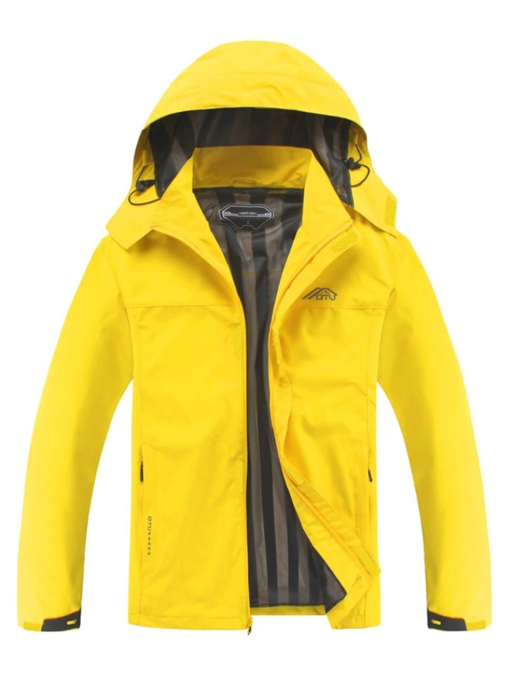 OTU Men's Waterproof Hooded Raincoat - Bright Yellow Size S